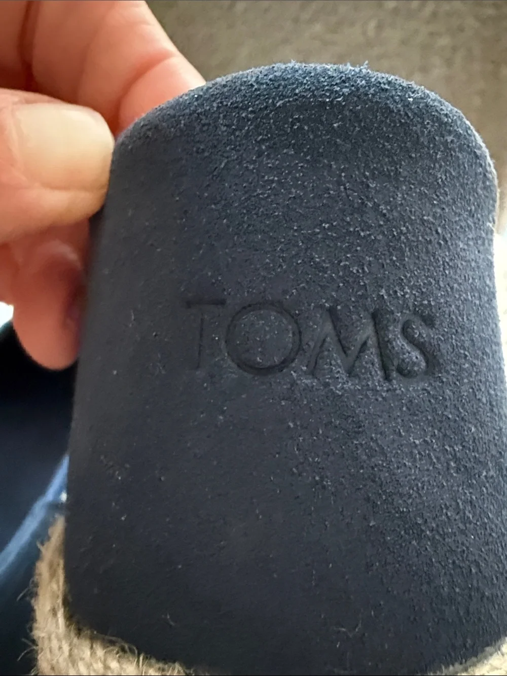 TOMS Blue Navy White Woven Textured Platform Slip-On Mules Espadrilles 9